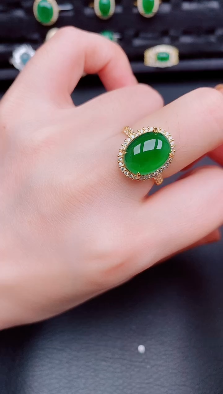 【闪购商品】翡翠戒指银S925镶嵌天然a货翡翠274