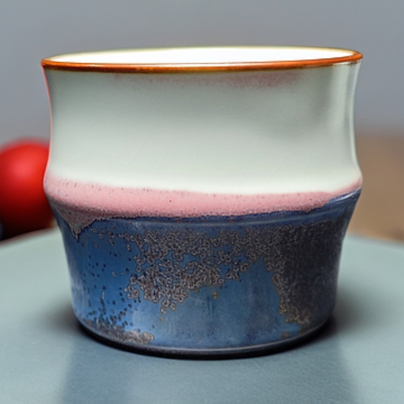 重和窑神后钧瓷三花釉竹节主人杯110cc功夫茶具手工窑变