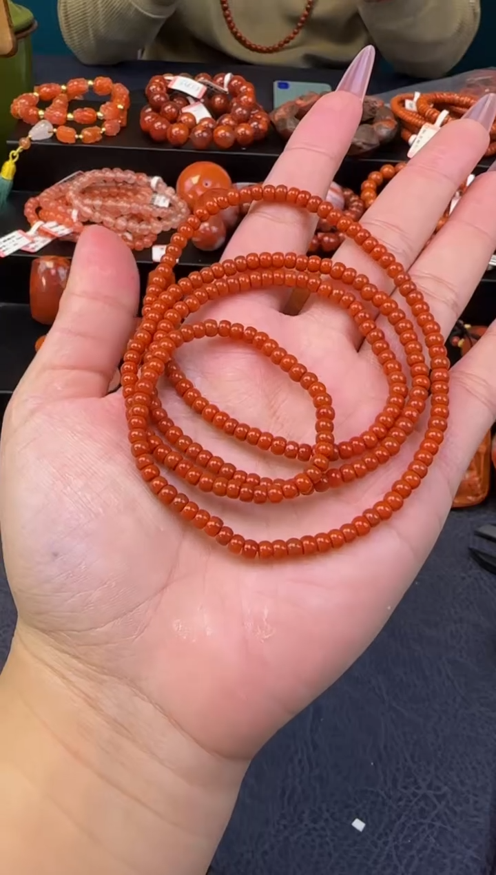 【闪购商品】南红玛瑙手链未镶嵌原矿无优化多圈4mm多样性发一