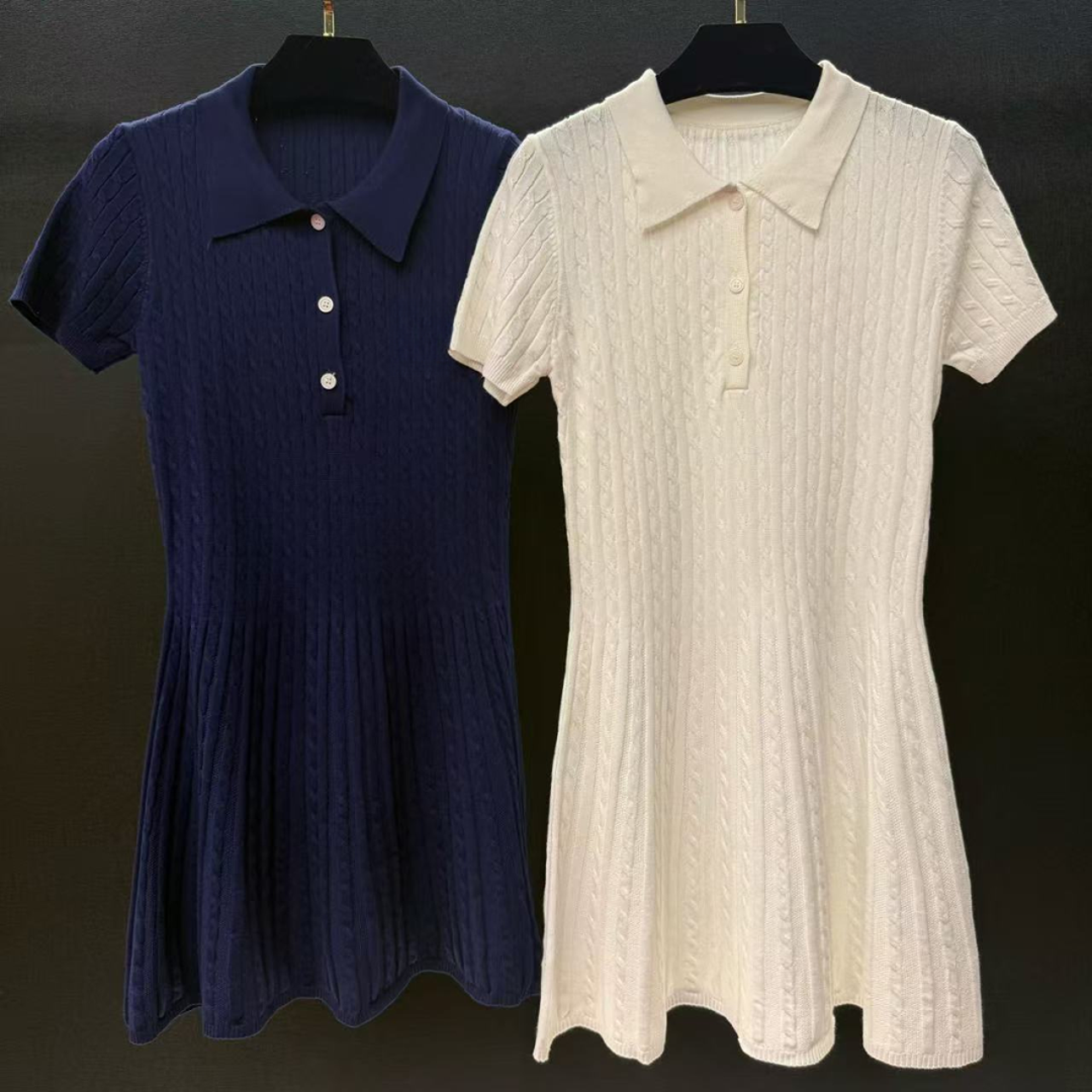 百搭气质高级翻领无袖设计感花朵白色夏季女装连衣裙#7-QZ-01