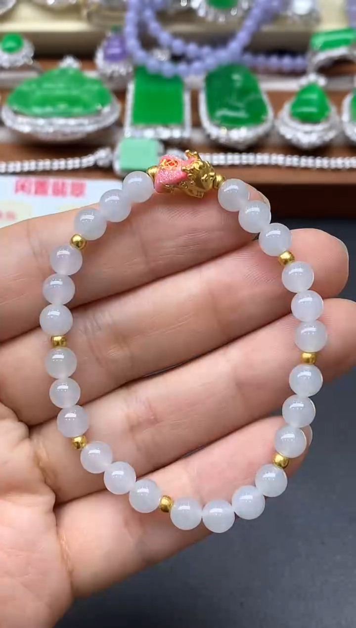 足金镶嵌手链翡翠183-中国好珍宝