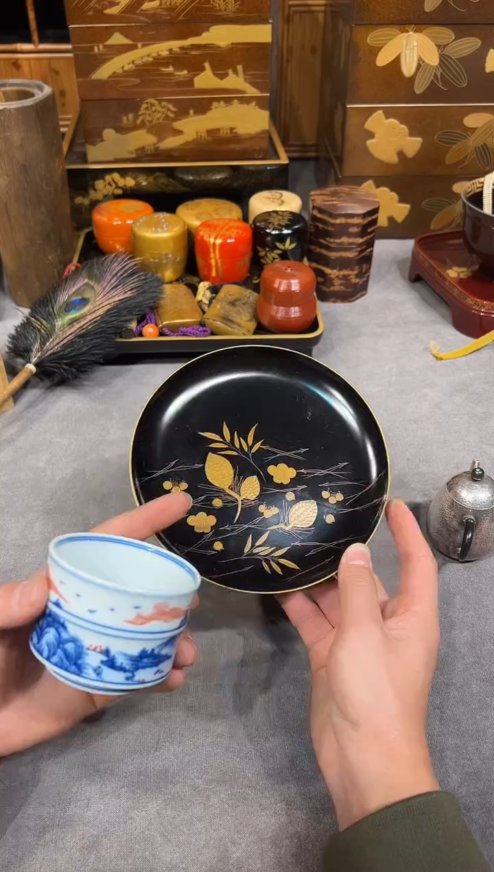 高肉金 壶承 大漆漆器大漆漆器