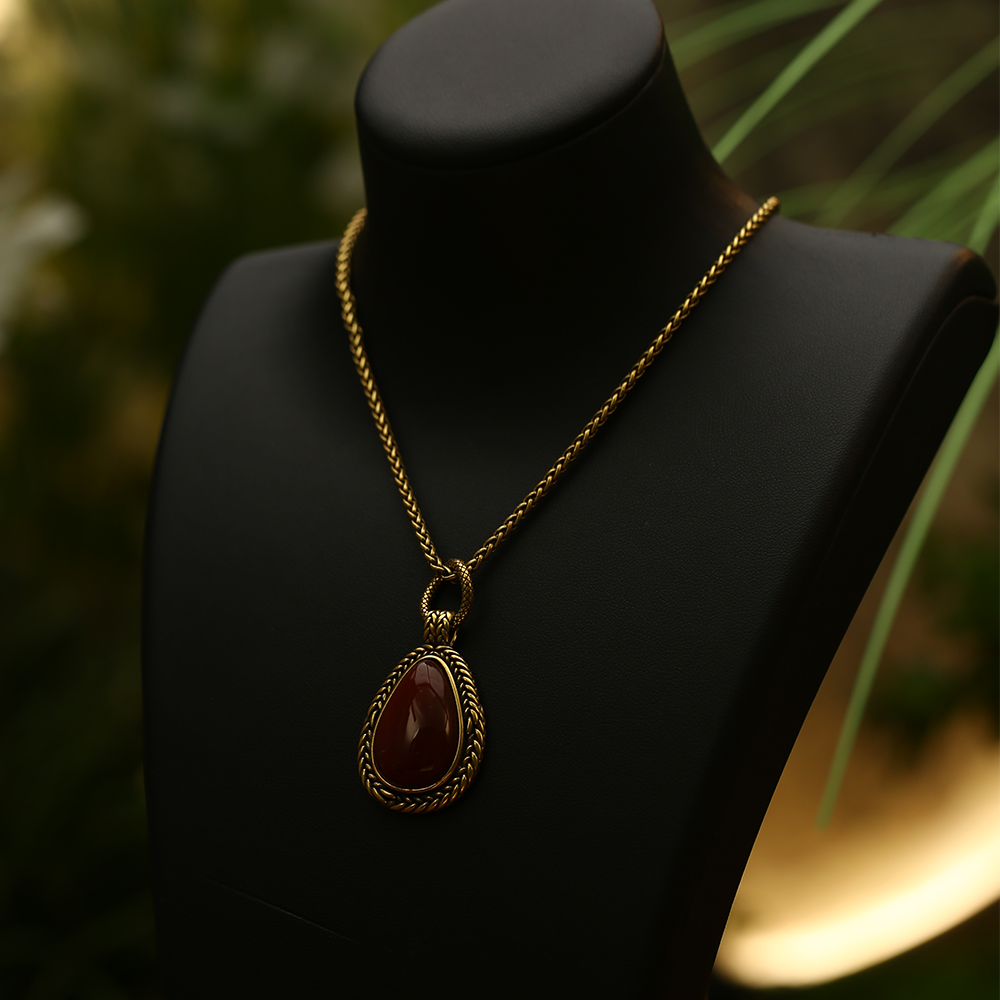 铜合金陶瓷项链 复古气质古典红项链-4426古风百搭小众镶嵌优雅