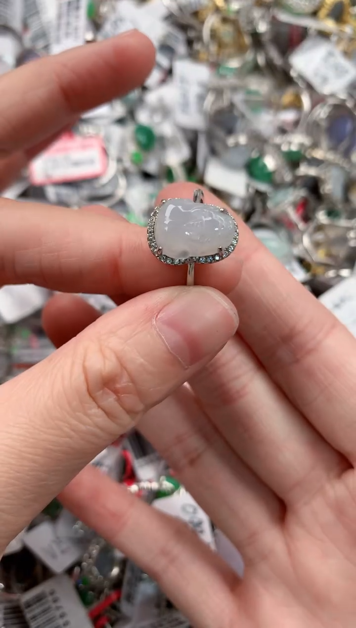 银S925镶嵌戒指翡翠777----9