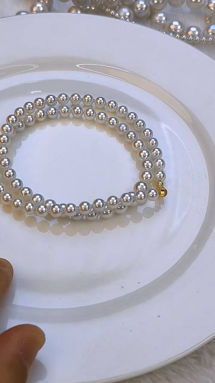 项链18K金镶嵌淡水珍珠5。5-7