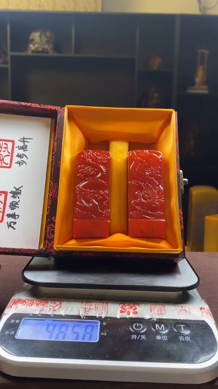 【闪购商品】寿山石印石龙凤对章