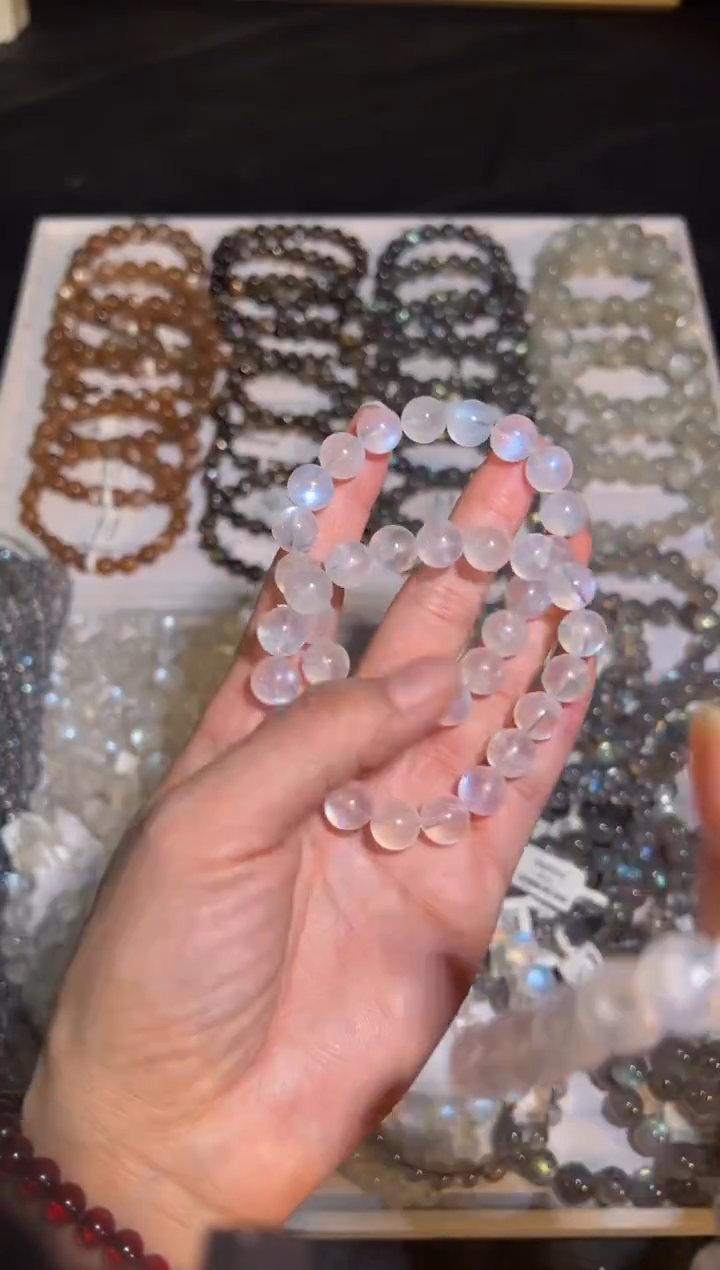 未镶嵌手链长石10mm蓝月光单圈  默认微瑕