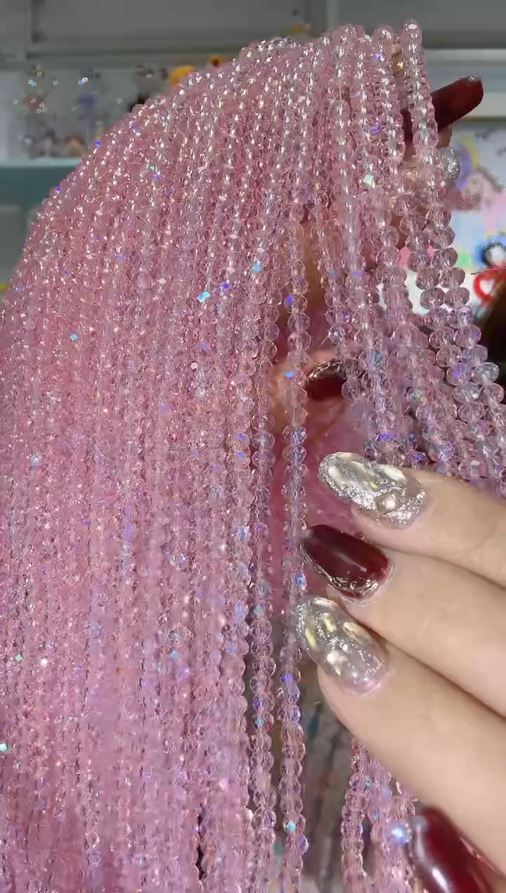 玻璃29106卡4水晶扁10条微光彩少女粉