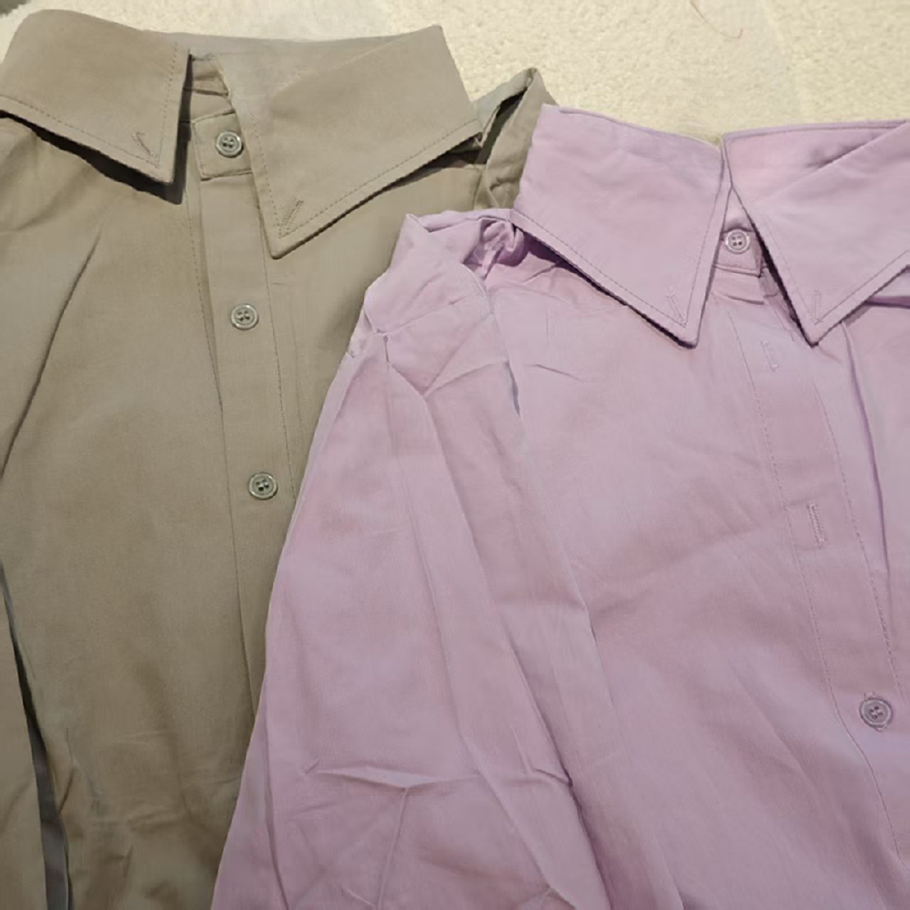 时尚简约翻领长袖衬衫休闲百搭上衣5221