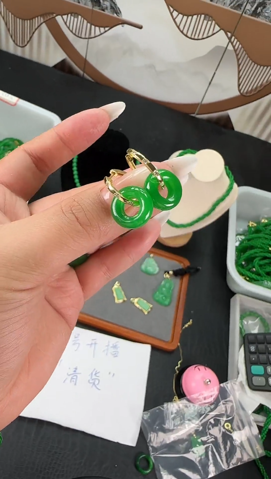 未镶嵌翡翠耳饰高货圆环耳环