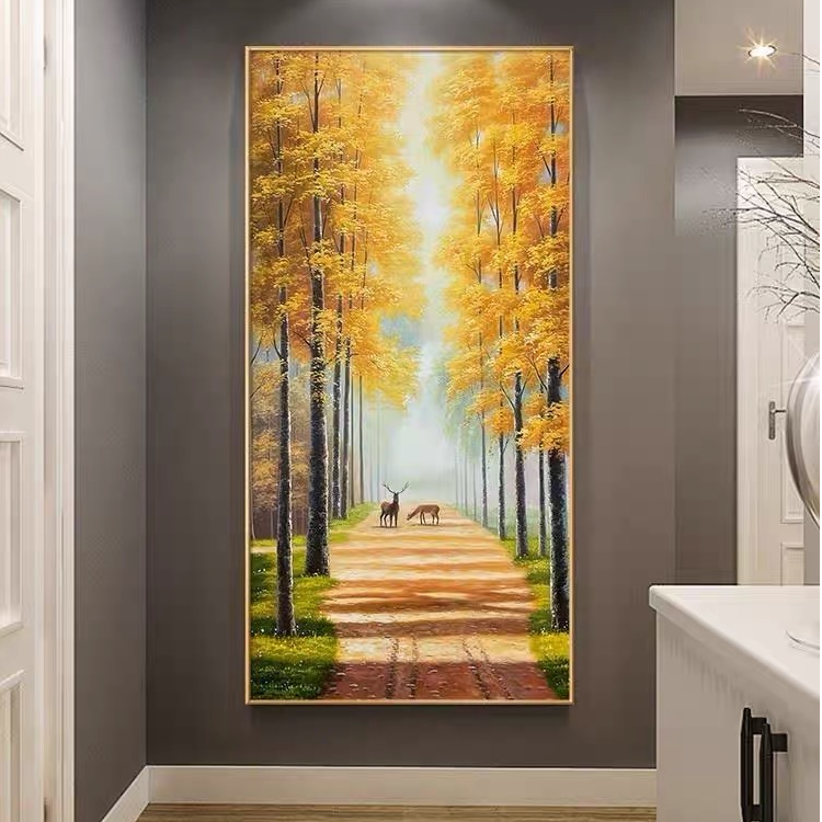 黄金大道玄关装饰画入户美式轻奢装饰画