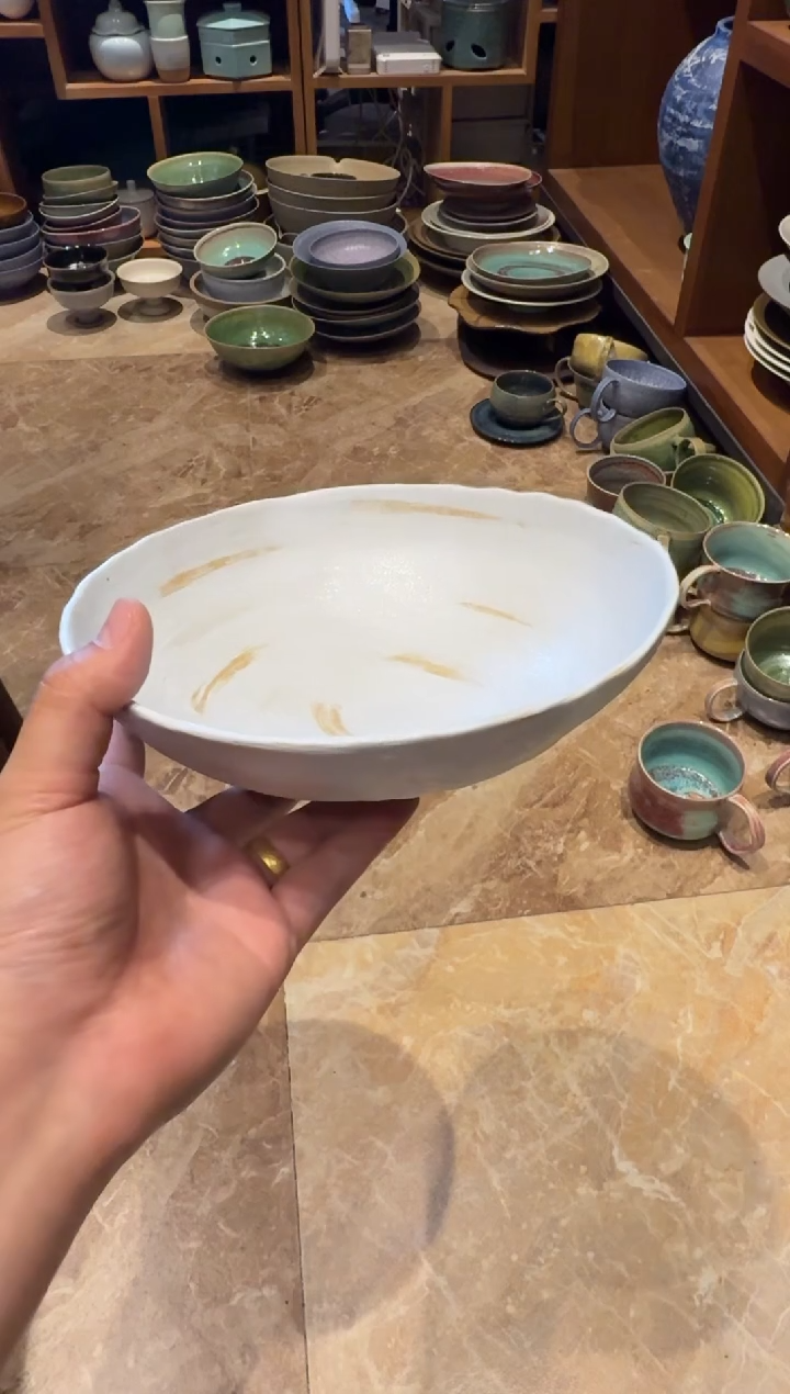 瓷片8 寸粉引深汤盆