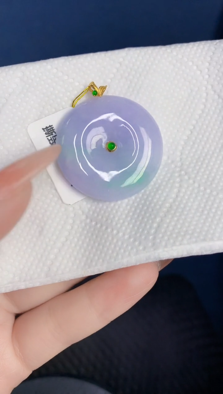 颈饰18K金镶嵌翡翠缅甸天然翡翠A货