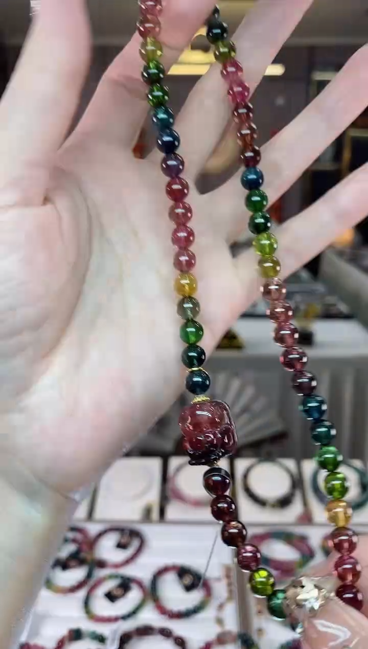 【闪购商品】碧玺收藏级两圈手串6mm+未镶嵌一物一证dan