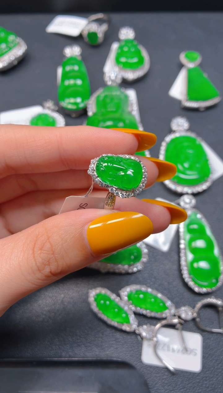 银S925镶嵌戒指翡翠1