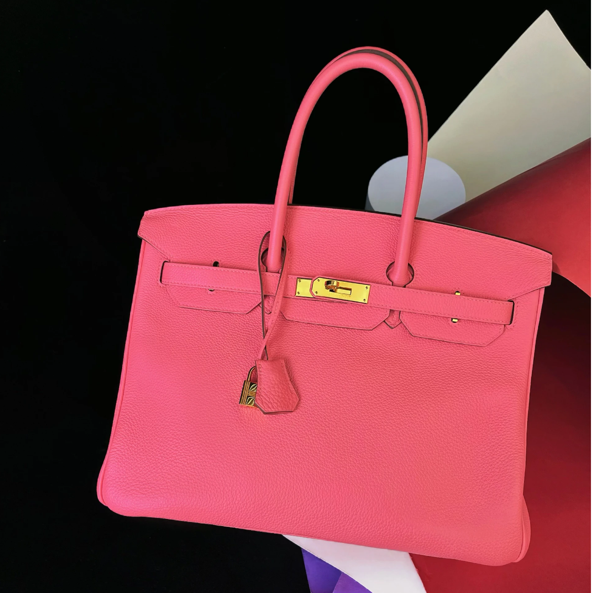 95新 Hermes/爱马仕 bk35手提包/粉色框R刻/251219LXX7W01