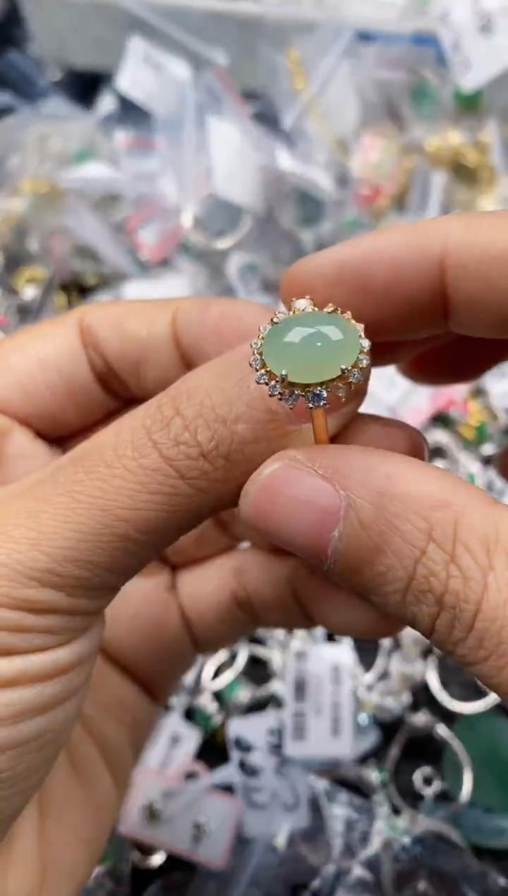 银S925镶嵌戒指翡翠777      2