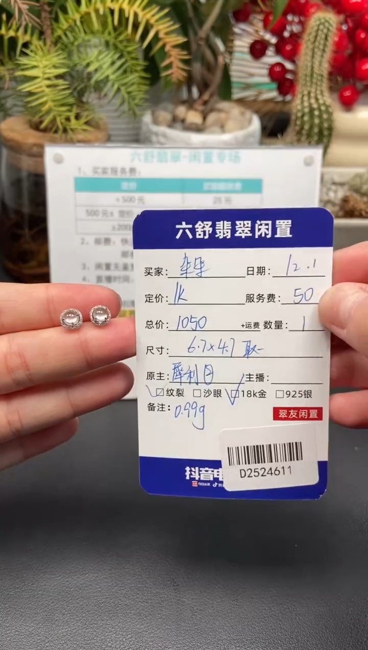 18K金镶嵌翡翠耳饰?*朵D2524611