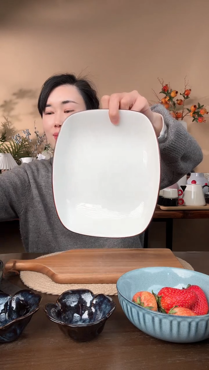 【闪购商品】瓷片9英寸黑边宽长方盘微瑕