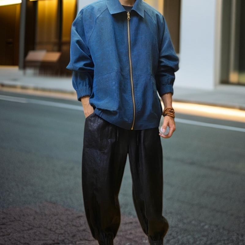 （新款上新）男款上衣外套夹克香云纱两面穿时尚宽松蓝龟春秋百搭