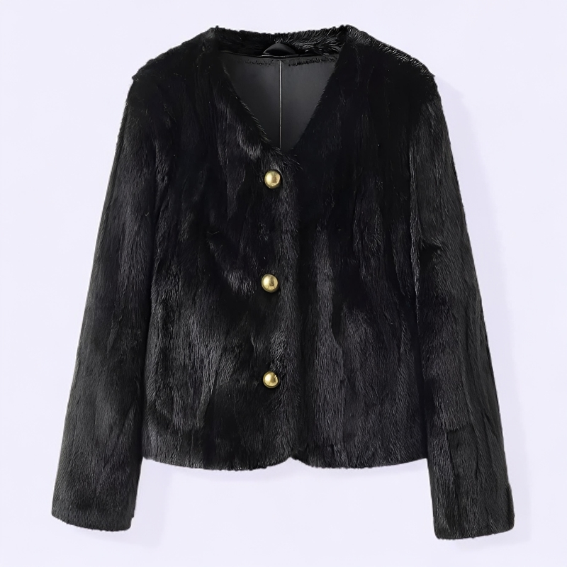 雅婷俪迩2025冬季女士水貂皮草外套轻盈保暖通勤约会百搭拼貂长袖