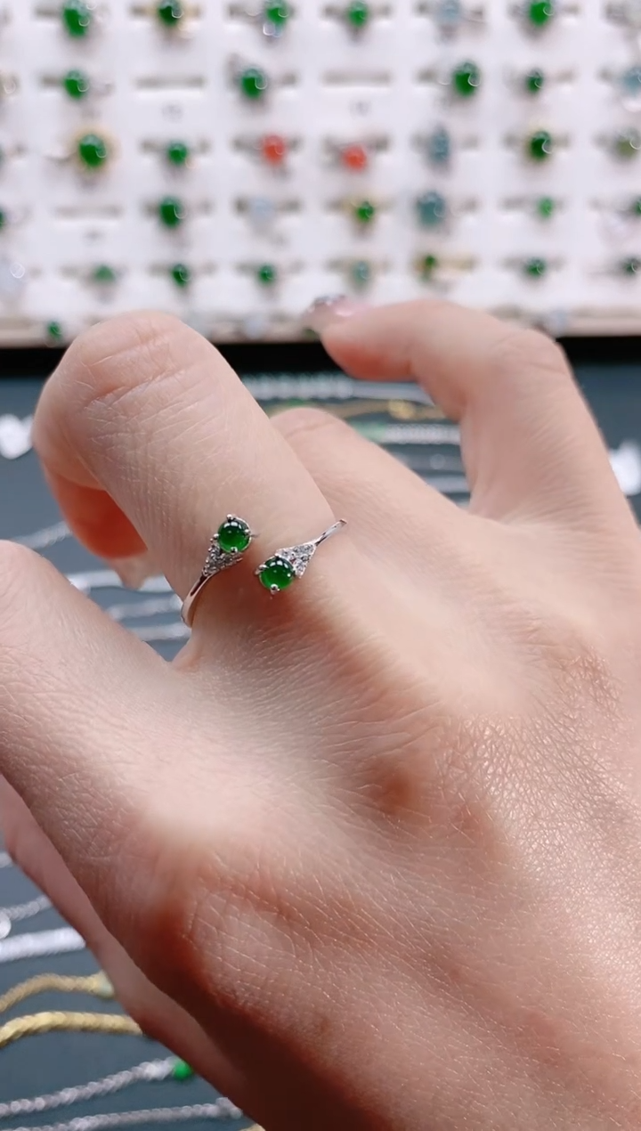 【闪购商品】翡翠戒指银S925镶嵌天然翡翠