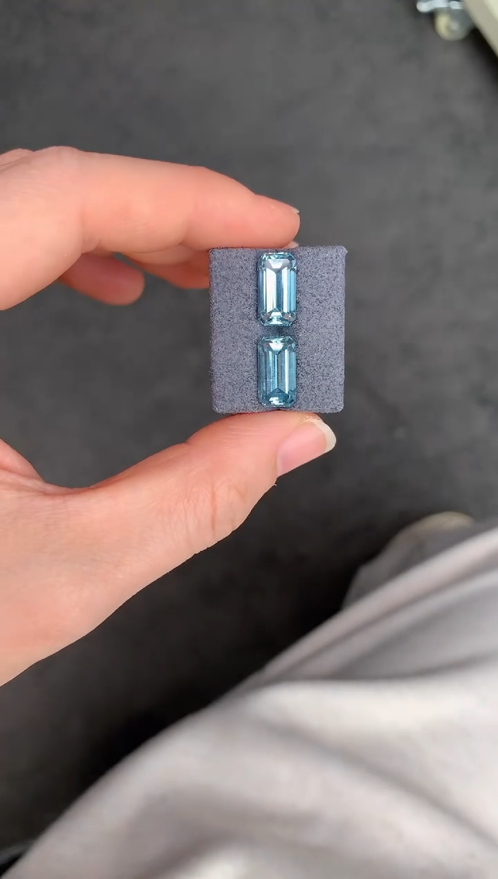 【闪购商品】海蓝宝石裸石未镶嵌7.4ct海蓝宝配对