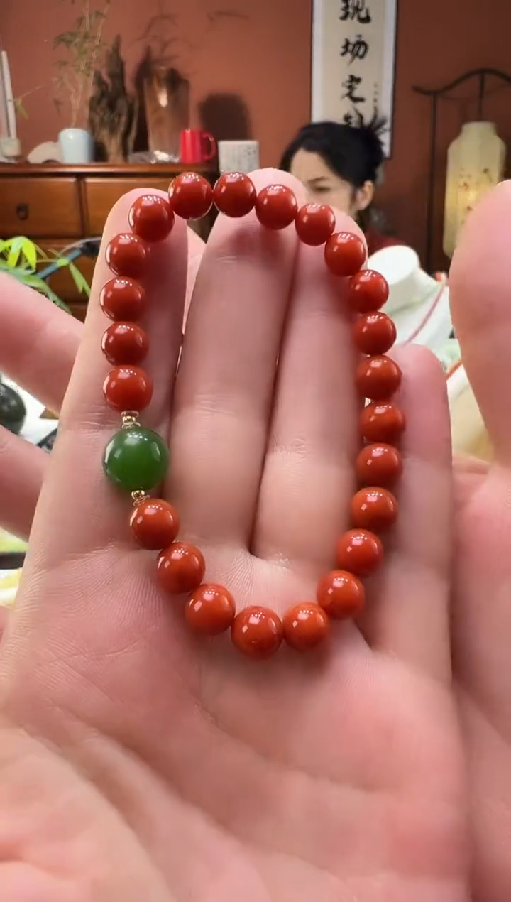 【闪购商品】南红玛瑙手串18K金镶嵌南红