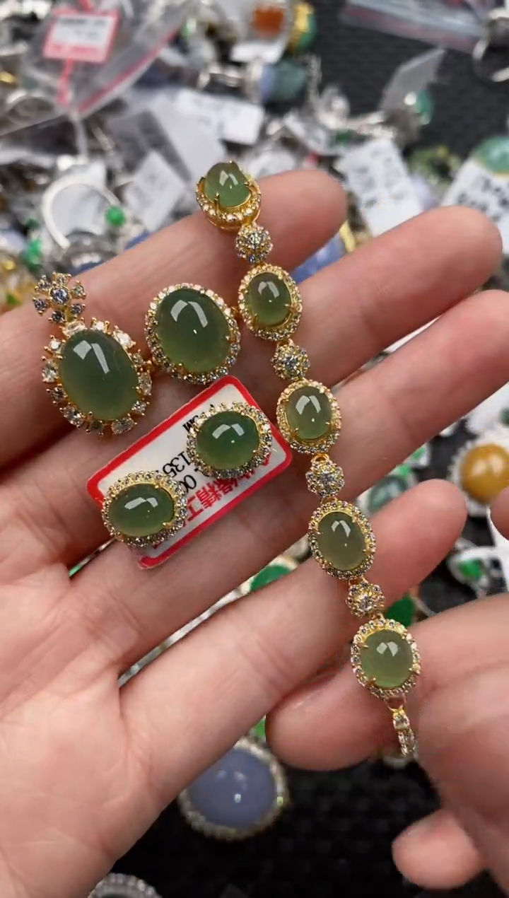 银S925镶嵌戒指翡翠555               7