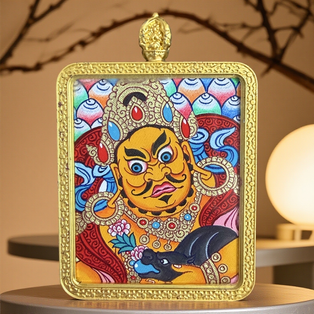 【罗藏热杰】李秀·黄财神半身像·热贡唐卡