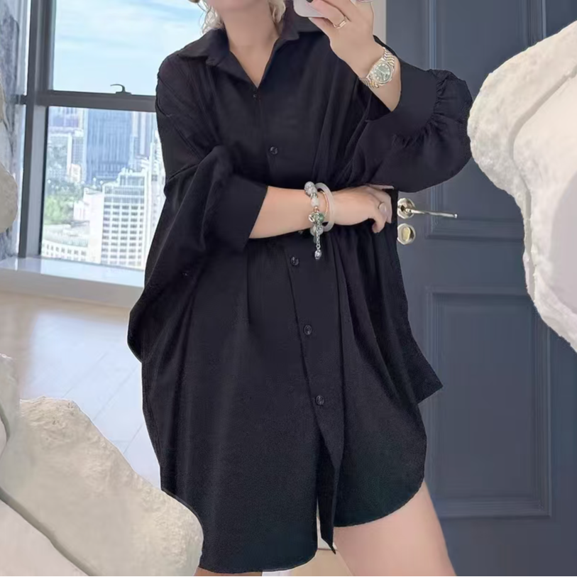 大码女装300斤胖MM时尚极简风宽松气质衬衫08881
