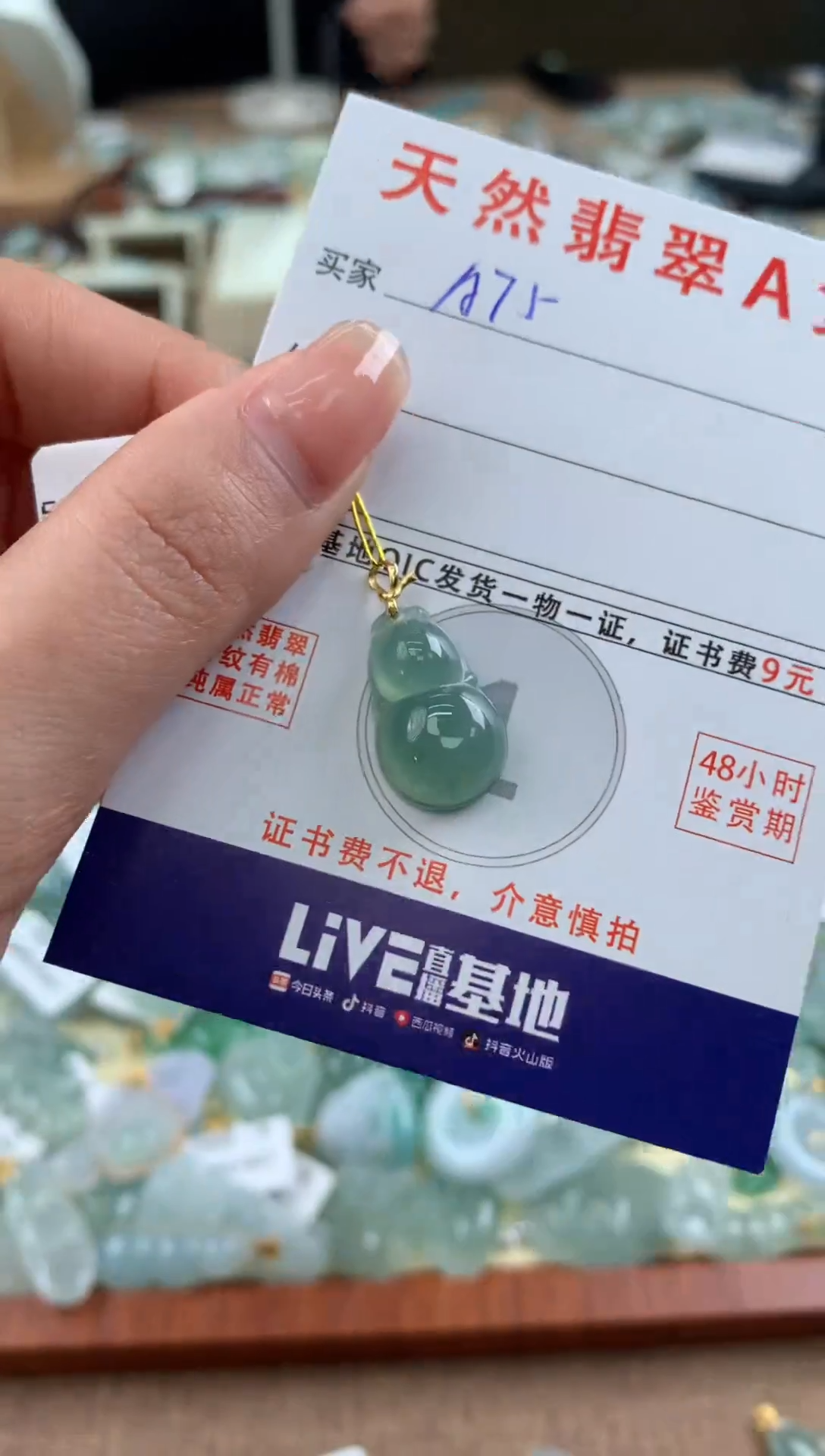 【闪购商品】翡翠颈饰18K金镶嵌 天然A货翡翠挂件