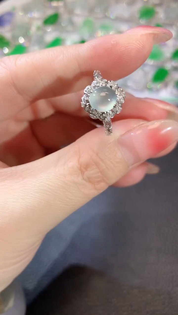 【闪购商品】翡翠戒指18K金镶嵌A14 翡翠