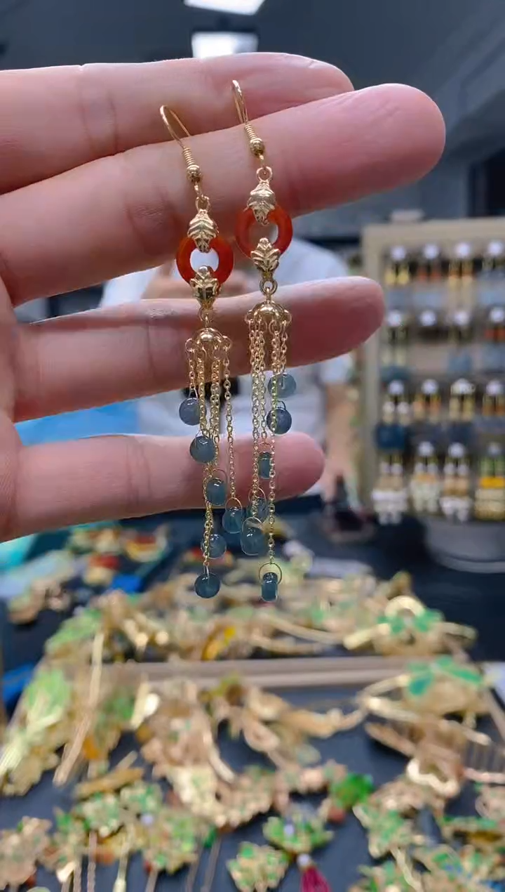 【闪购商品】翡翠耳饰合金310翡翠耳钩1