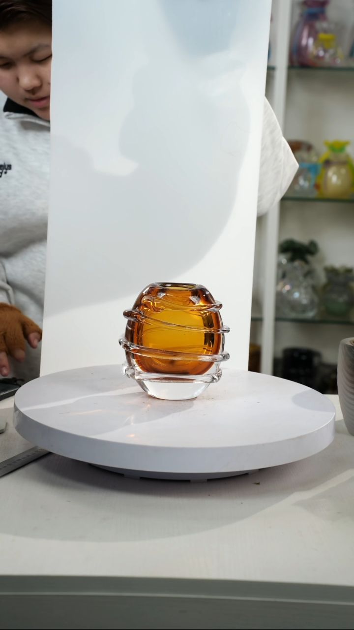 【闪购商品】琉璃【弘扬】高14轻奢琉璃花器正常手工痕迹