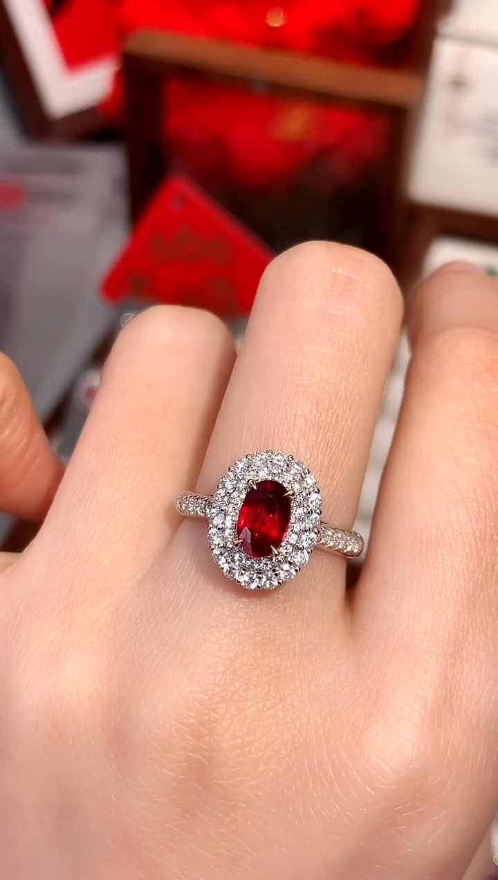 【闪购商品】红宝石戒指18K金镶嵌1.02ct/天然宝石/七天无理由