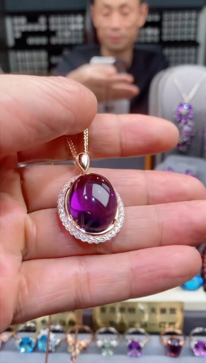 【闪购商品】紫晶吊坠银S925镶嵌紫晶吊坠