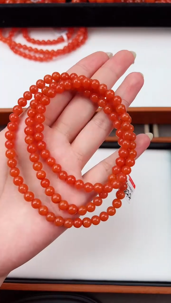【闪购商品】南红玛瑙长串未镶嵌滴水洞亮光6+一条
