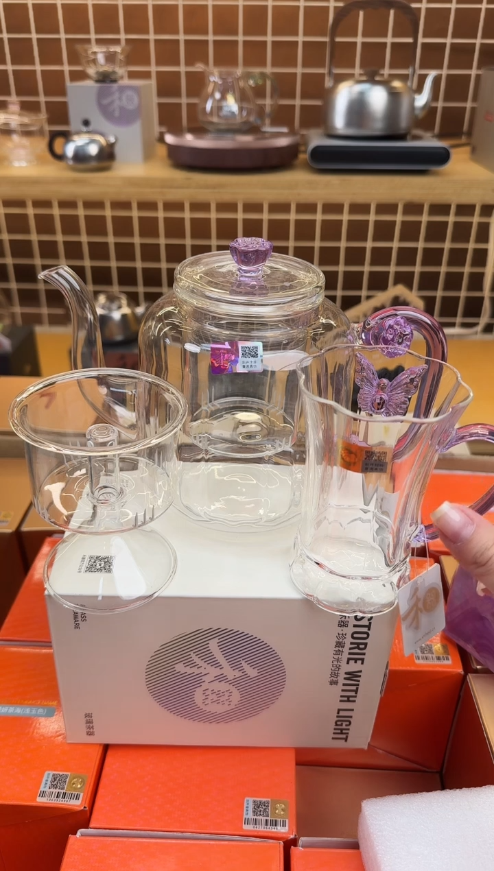 @@禾器莲君壶浅紫色+幻蝶杯浅紫色1