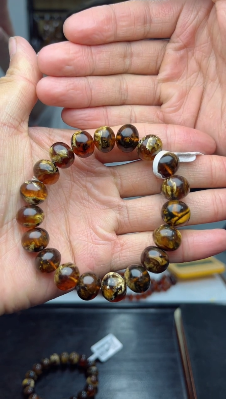 【闪购商品】琥珀裸石未镶嵌抚顺琥珀花珀手串12+
