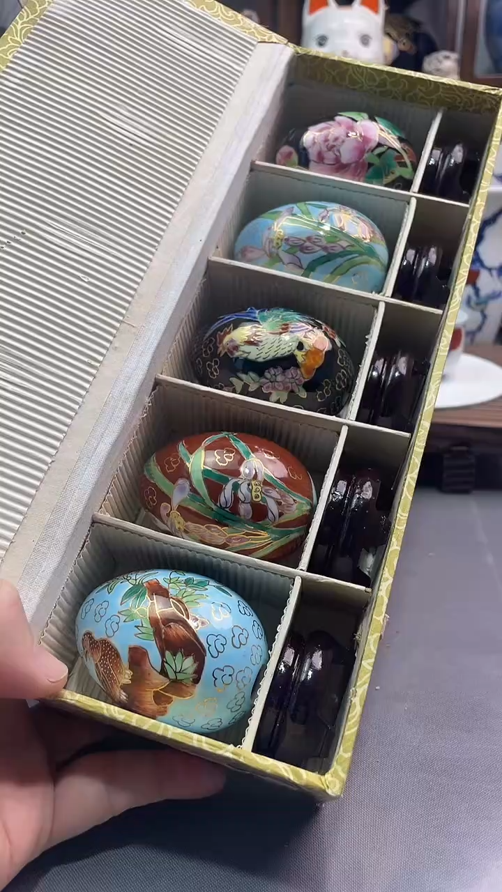 瓷片七宝摆件五件套