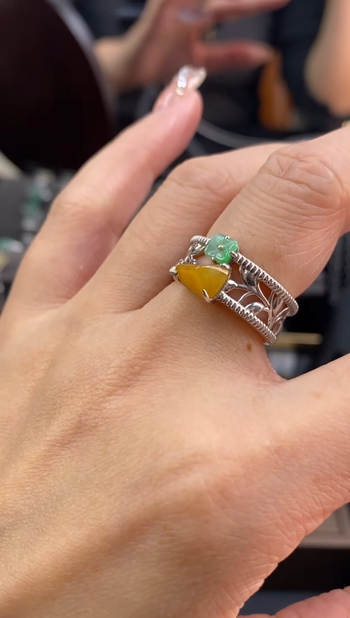 颈饰银S925镶嵌翡翠净货14722