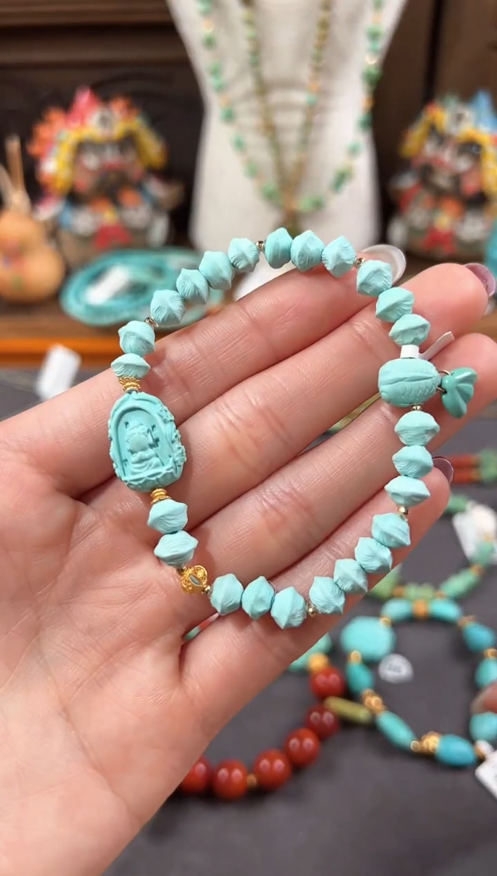 【闪购商品】绿松石手链18K金镶嵌绿松石手链