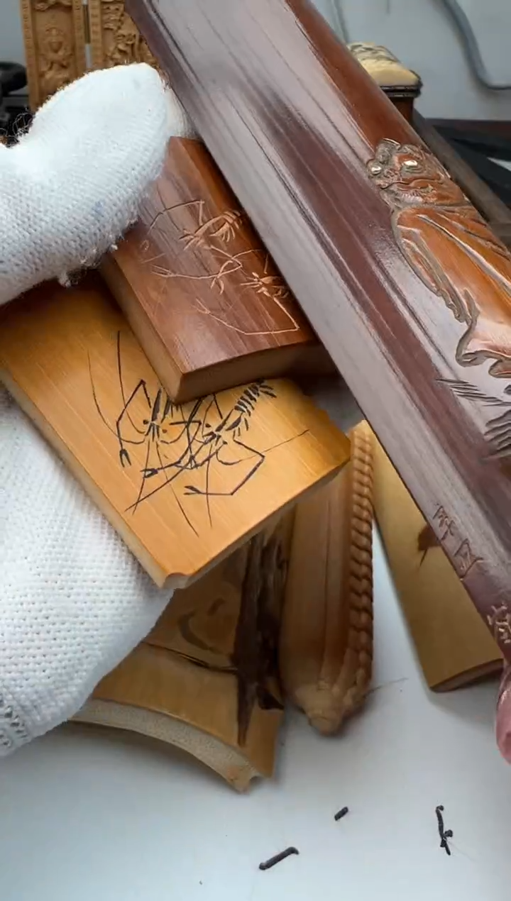 【闪购商品】金丝楠木雕文玩竹子木雕摆件