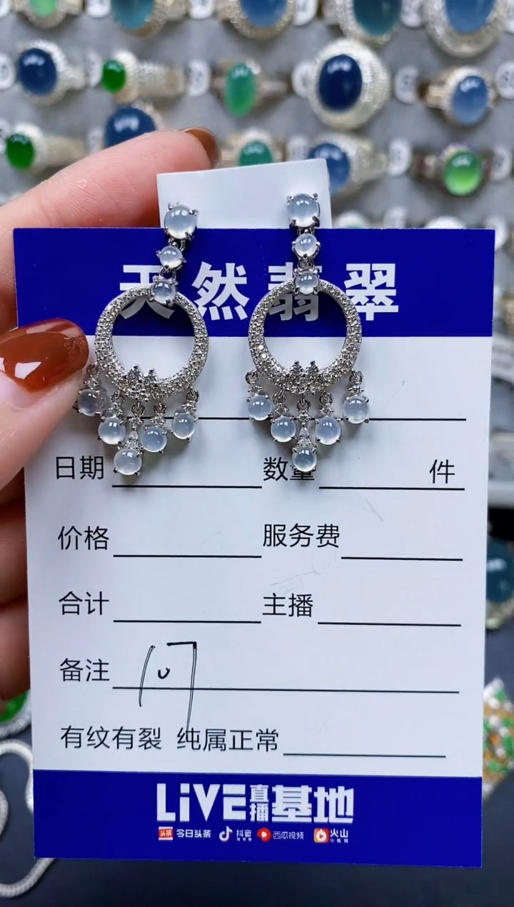 翡翠银S925镶嵌耳饰107