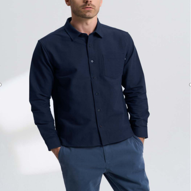 诺帝卡 休闲舒适修身长袖衬衫-224WO24004NV