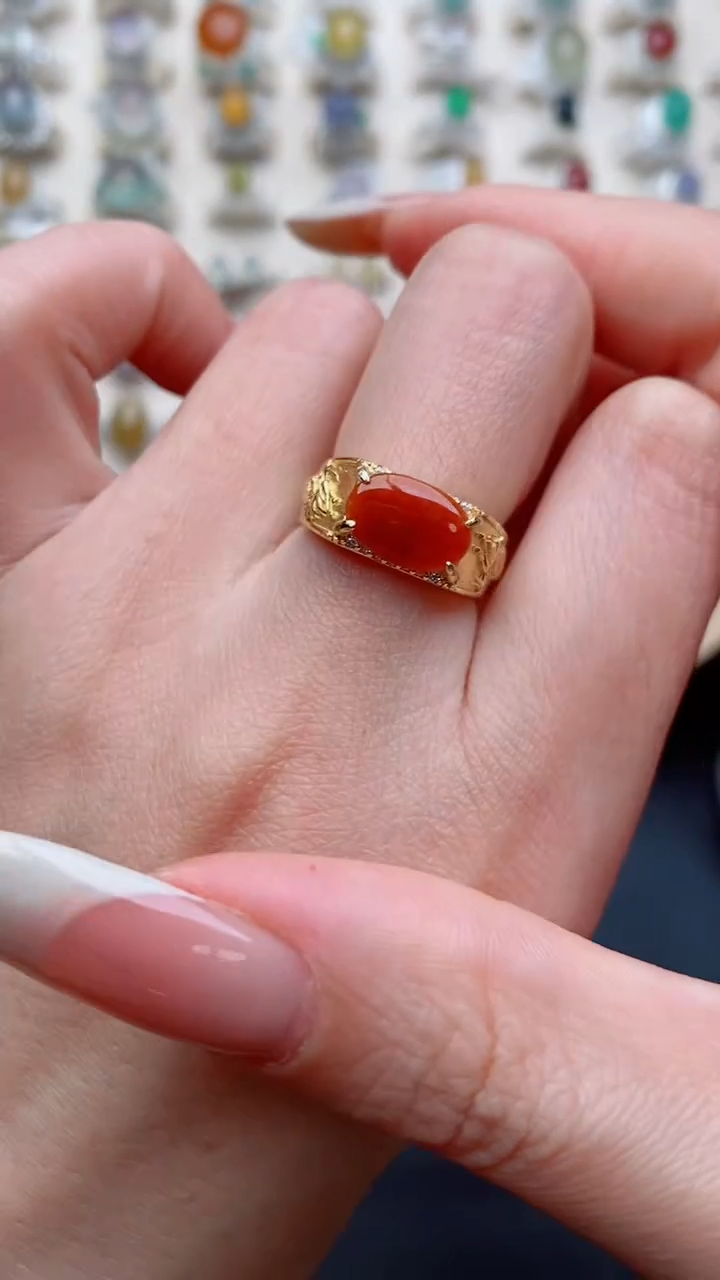 银S925镶嵌戒指翡翠...