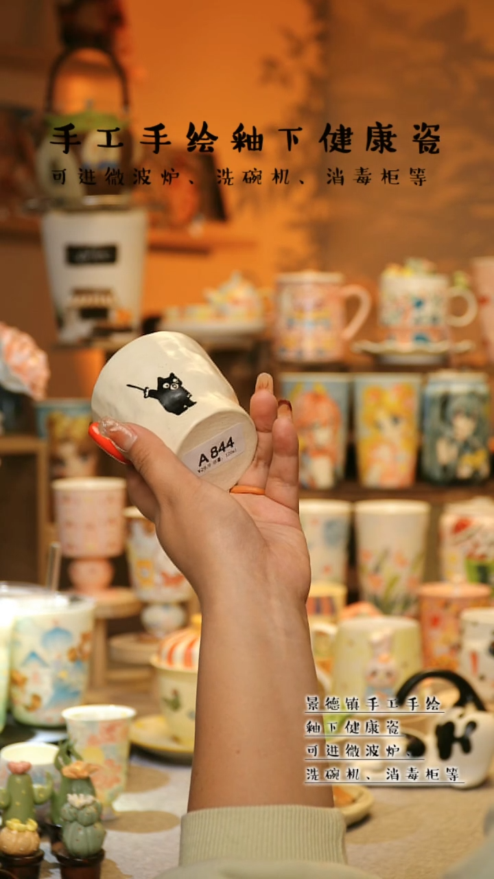 【闪购商品】杯陶瓷景德镇高温釉下彩&A844