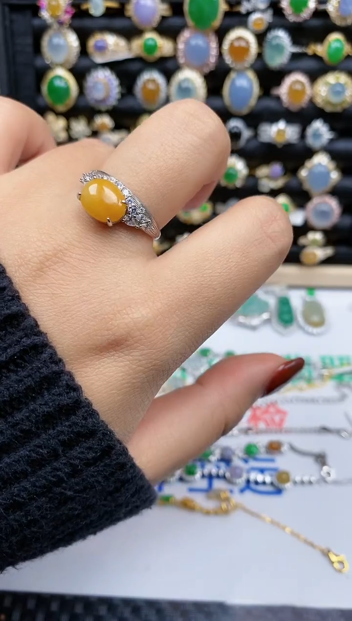 银S925镶嵌戒指翡翠379