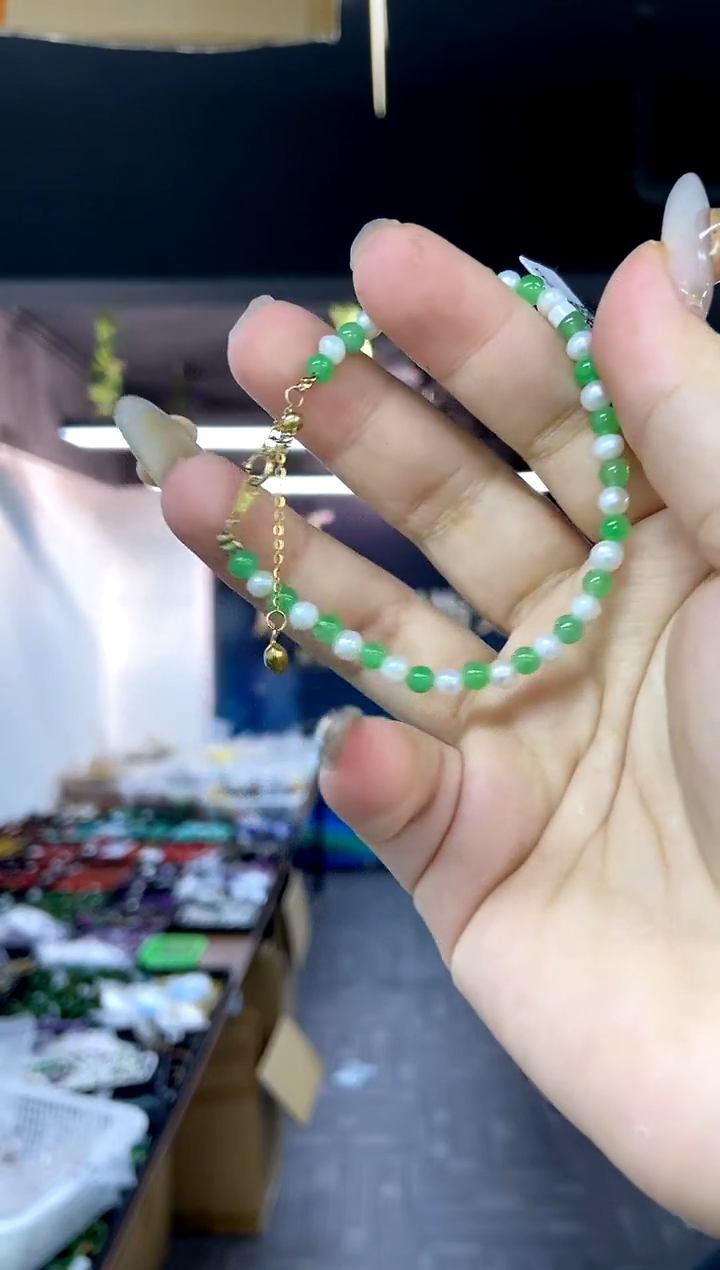 银S925镶嵌手链翡翠多样性发其一颜色微差